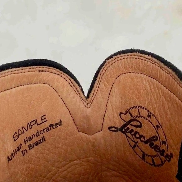 LUCCHESE Calf Hair On Western Roper Black Cowboy Boots Size 7 - Picture 5 of 7